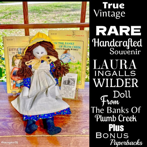 ▪️VTG▪️RARE Handcrafted Souvenir LAURA INGALLS WILDER Doll PLUS Bonus Books - Picture 1 of 11